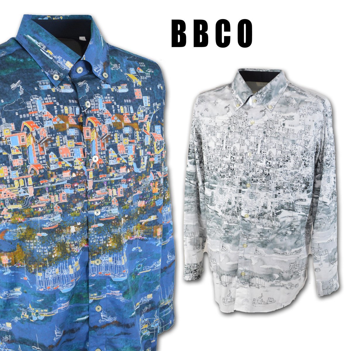 3割引【BBCO ビビコ】メンズ 長袖シャツ L(48) 青 17-1112-12-45 アンジェロ カジュアル おしゃれ かっこいい 高級素材 日本製 @拍卖