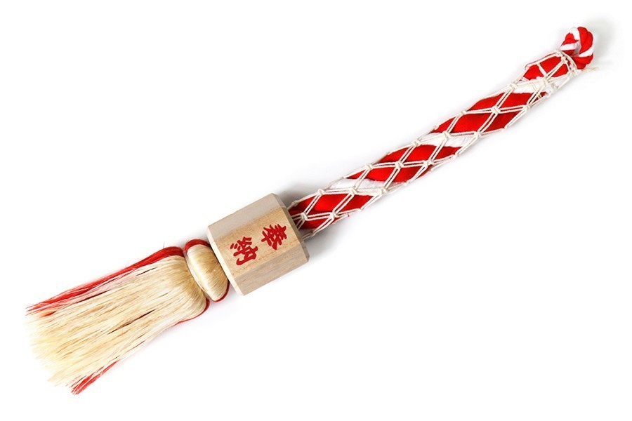 国産■ 紅白 鈴紐【藁芯】4尺 ■ 奉納 ■ 桐枠付 ■ 鈴緒 神具拍卖