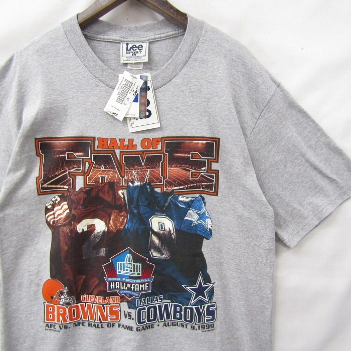未使用品 90s サイズ L Lee SPORT NFL アワード プリント Tシャツ 半袖 カウボーイズ ブラウンズ アメフト グレー 古着 ビンテージ 2JU1215拍卖