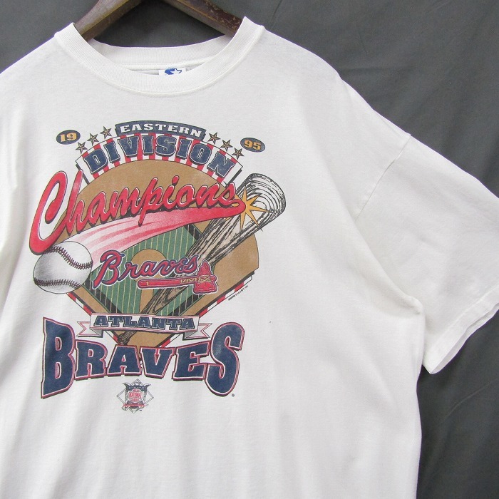 USA製 90s サイズ XL STARTER アワード 優勝記念 プリント Tシャツ MLB 野球 アトランタ ブレーブス スターター 古着 ビンテージ 2JU1351拍卖