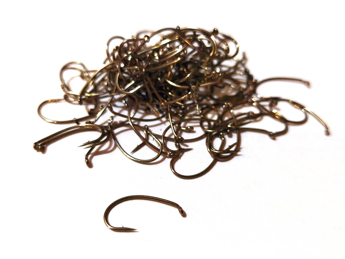 新品 ダウンアイ 純国産カーブシャンク フライフック #20 500本セット拍卖