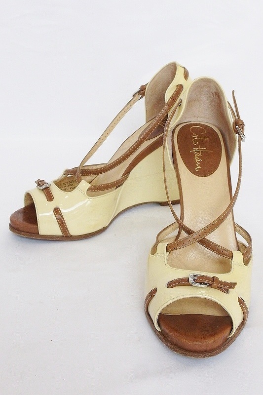 COLE HAAN コールハーン NIKEAIR エナメルパンプス ストラップ オープントゥ ウエッジソール 6B(23cm相当)拍卖