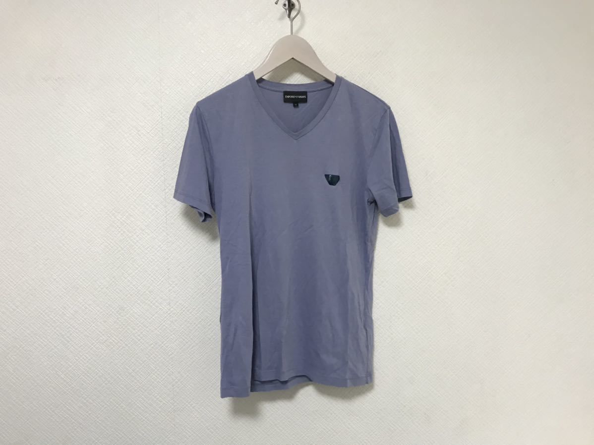 本物エンポリオアルマーニEMPORIO ARMANIコットンVネック半袖Tシャツインナーメンズビジネススーツアメカジサーフミリタリー青Mトルコ製拍卖