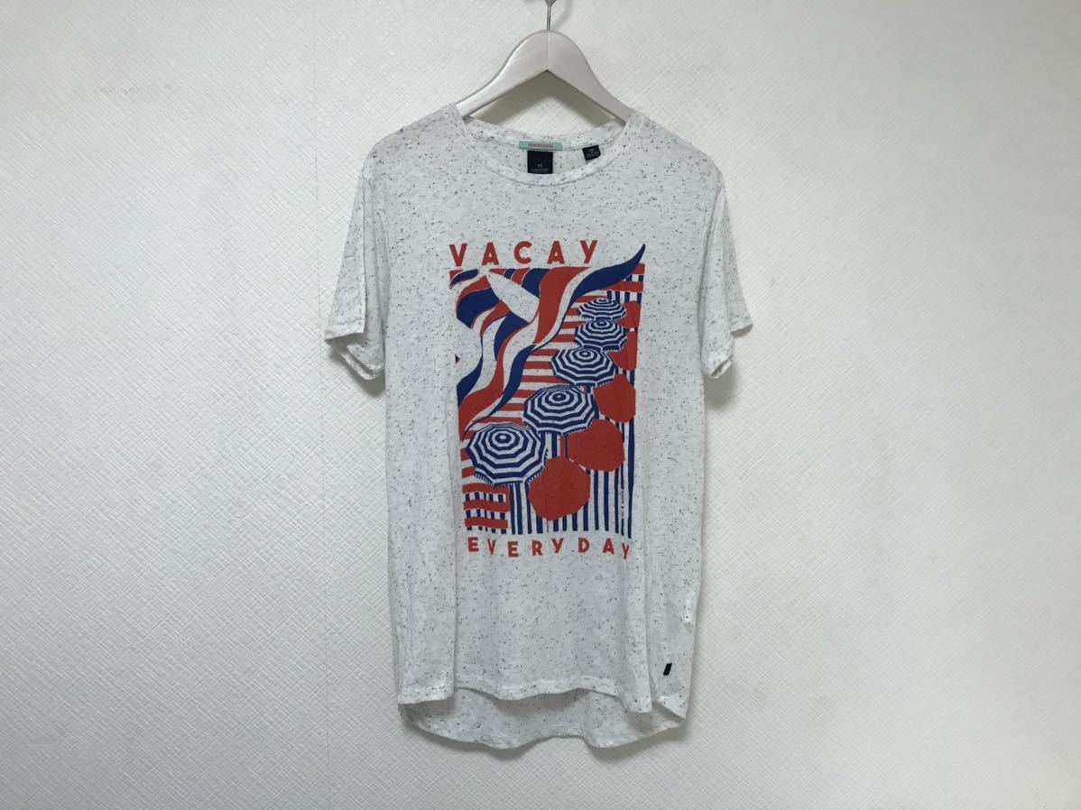 本物スコッチアンドソーダSCOACH&SODAコットンプリント半袖Tシャツメンズビジネススーツアメカジサーフミリタリーグレー柄Mインド製拍卖