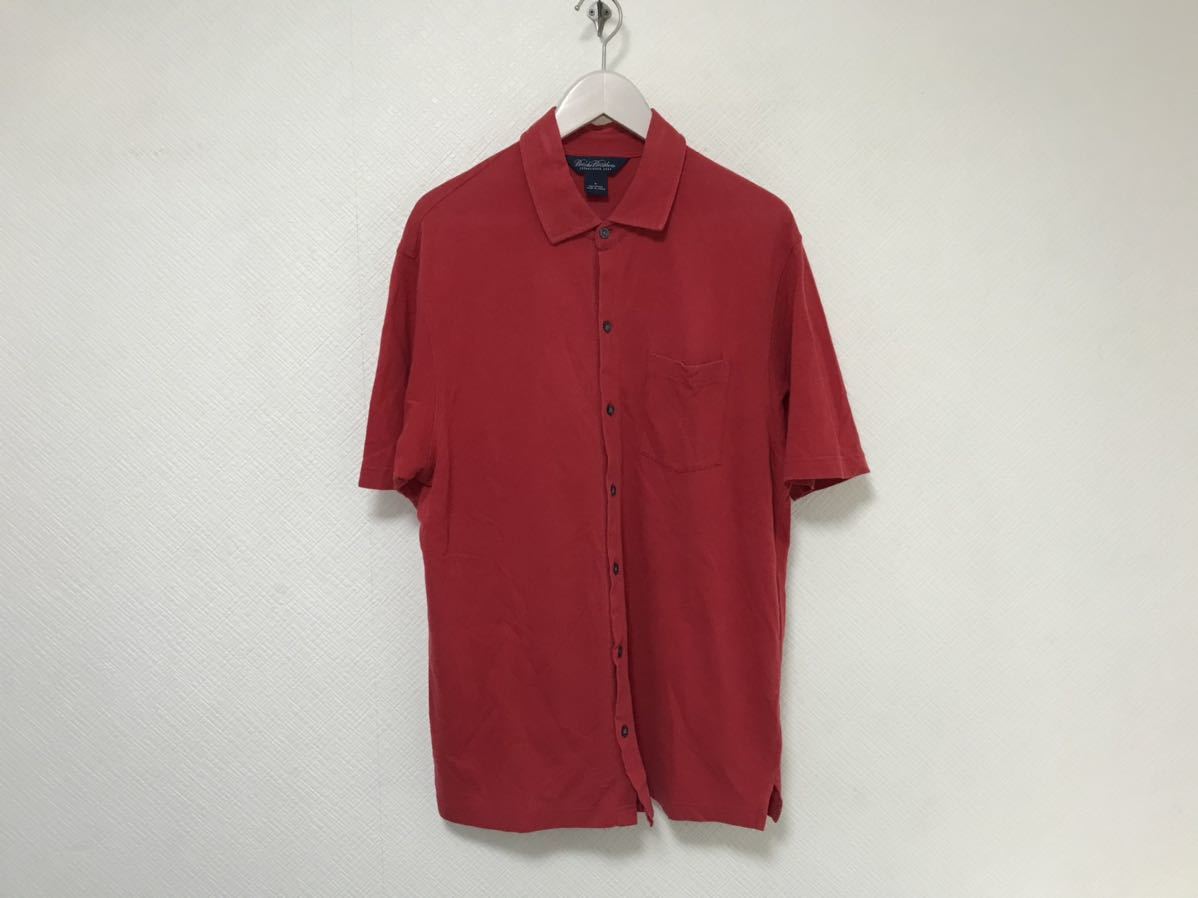 本物ブルックスブラザーズBROOKS BROTHERSコットン半袖シャツメンズミリタリービジネススーツアメカジサーフゴルフ赤レッドM拍卖