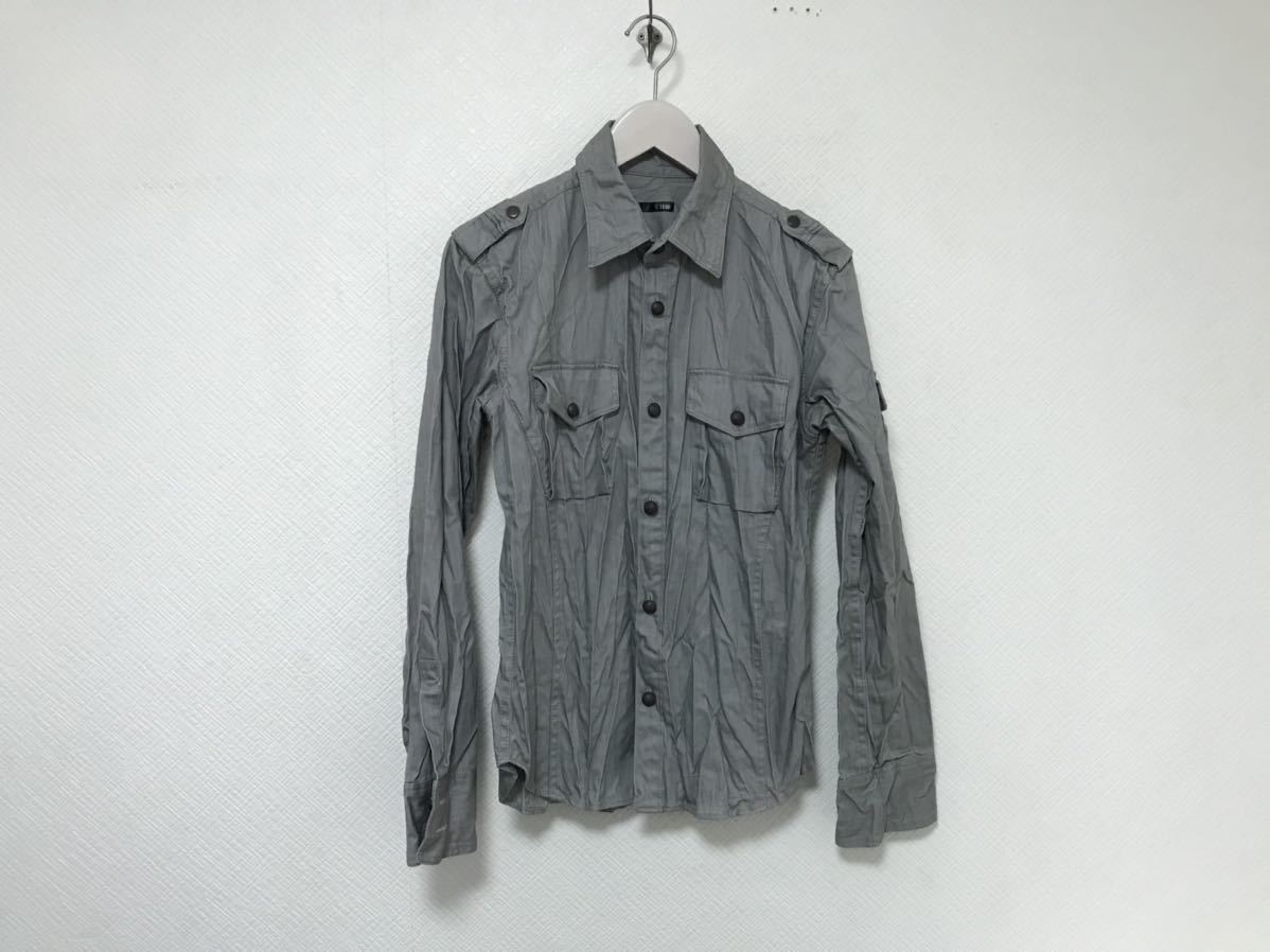 本物ハルプHALBコットンデニムシワ加工ミリタリーギンガムチェック柄半袖シャツメンズスーツグレーL日本製ロック拍卖