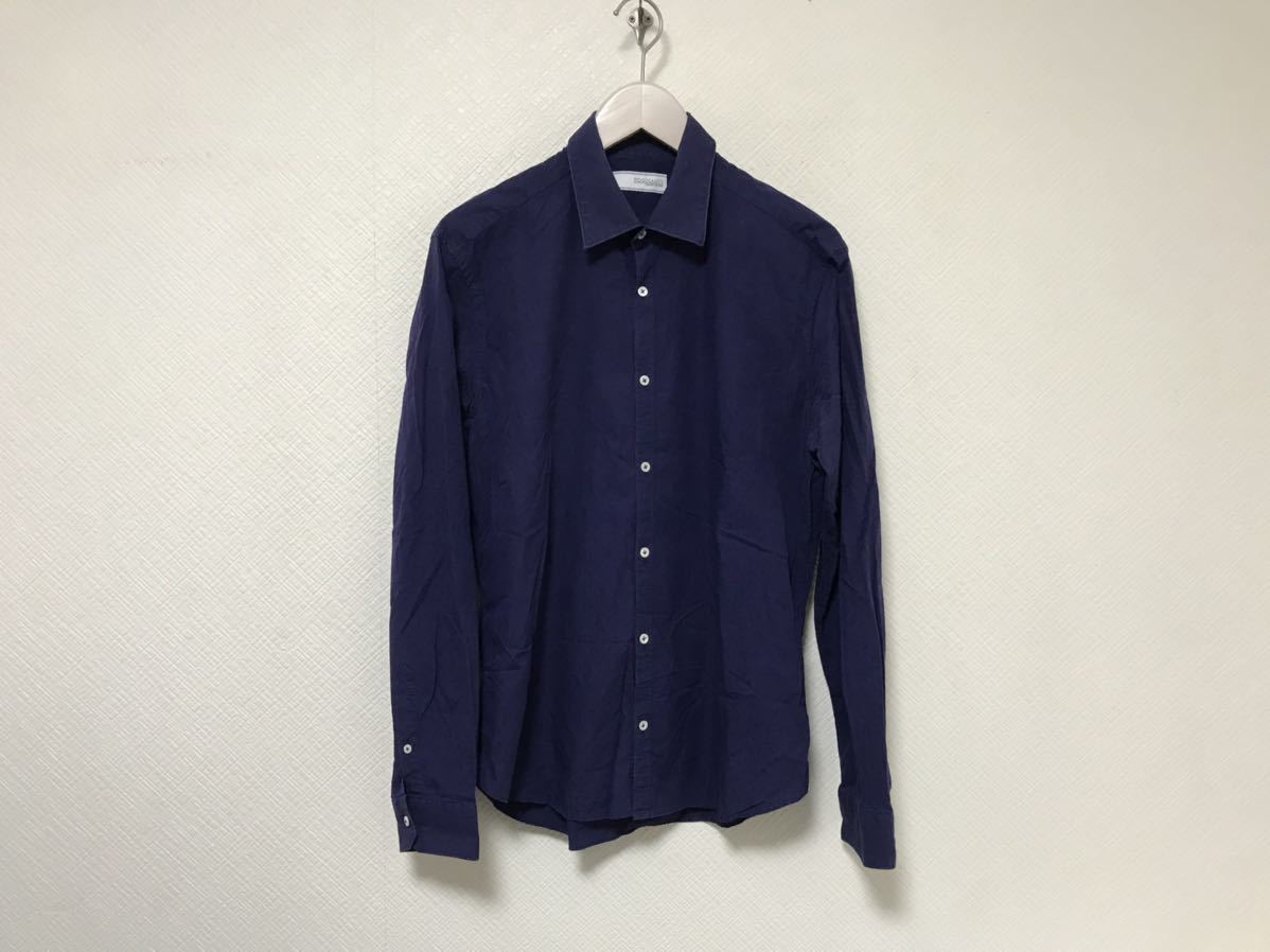 本物ポッジャンティPOGGIANTI1958コットン長袖シャツメンズミリタリービジネススーツアメカジサーフ紺ネイビー柄イタリア製M拍卖