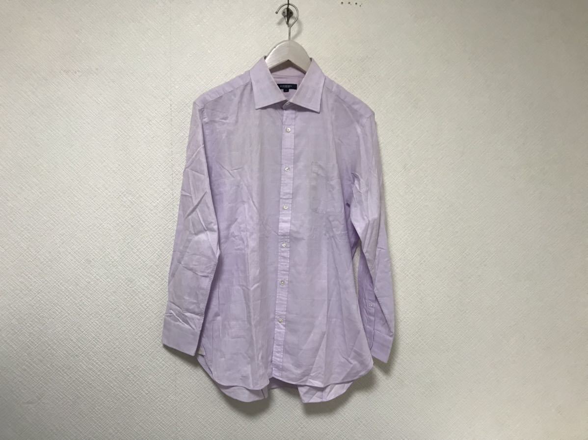 本物バーバリーロンドンBURBERRYコットンチェック柄長袖シャツメンズビジネススーツミリタリーアメカジサーフ41青ブルーL拍卖