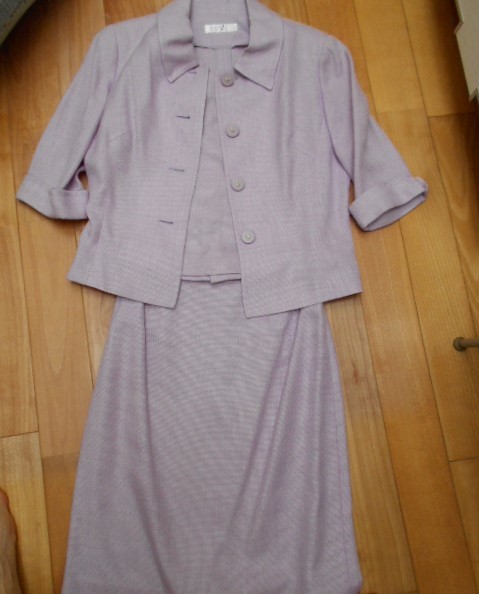 ★miss J セットアップスーツ 半袖ジャケット&ノースリープ&スカート3点セット【未使用】イタリー製生地 ラベンダー拍卖