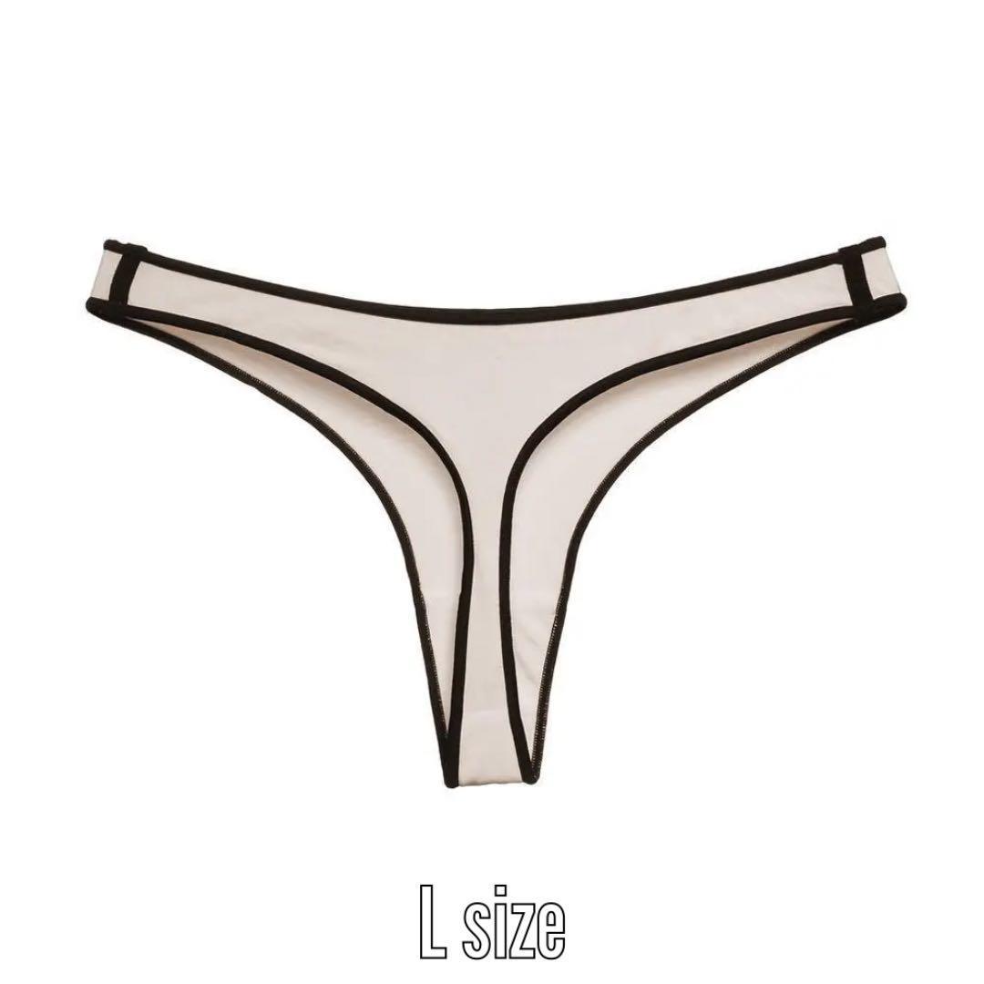 J-13.set割 Tバックショーツ レディース ベージュ×ブラック L拍卖
