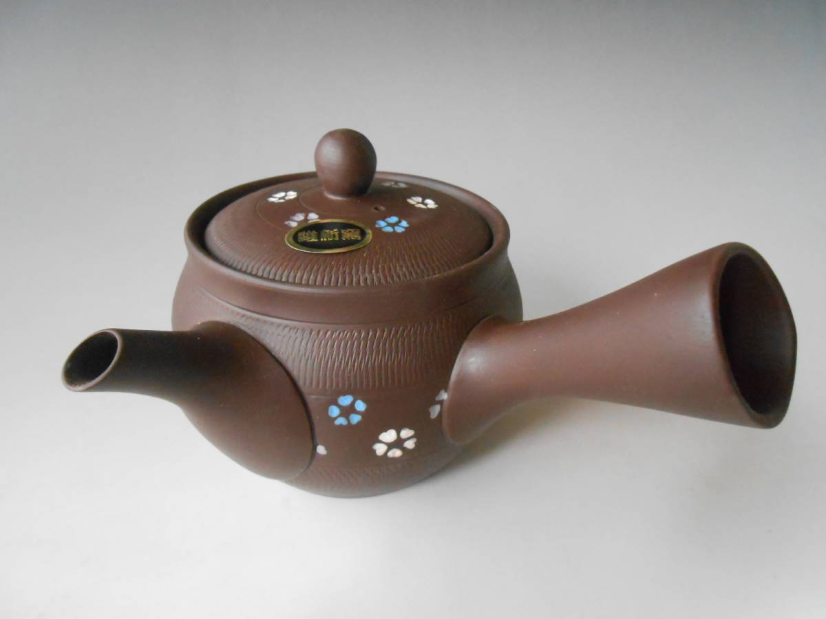 常滑焼! 維新窯 ☆茶泥ヒワ円花・急須☆ LY726 新品 茶器 ポット ギフト拍卖