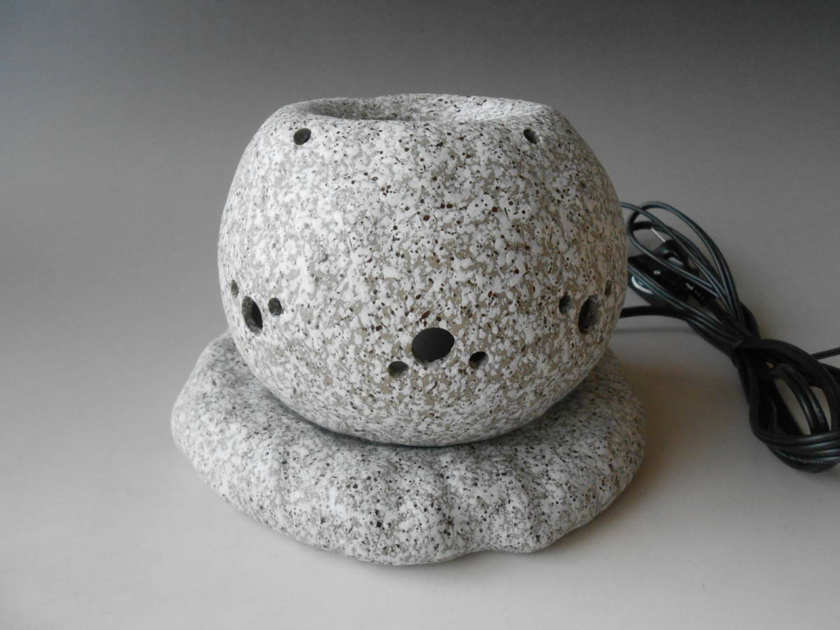 癒し系! ☆石風電気式茶香炉☆ M1622 新品 リラクゼーション アロマ キャンドル 常滑焼 お香 ギフト拍卖