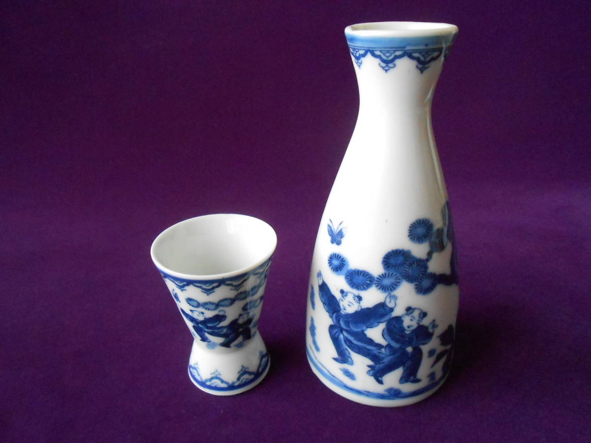 美濃焼! ☆人物画酒器セット☆ 未使用 酒盃 ぐい呑 お猪口 杯 盃 徳利 片口 酒注ぎ ギフト拍卖