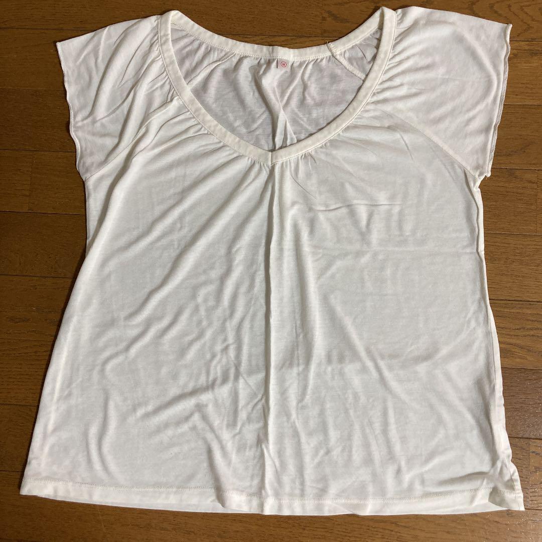 美品 UNIQLO ユニクロ レディースVネックカットソー ホワイト Mサイズ拍卖