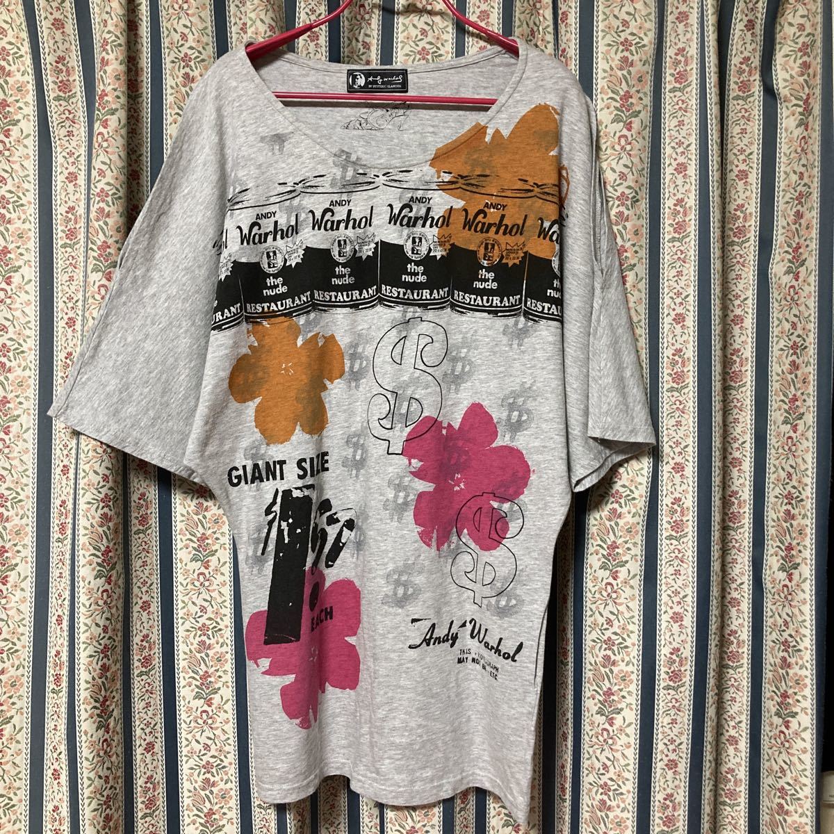 ヒステリックグラマー×アンディウォーホル オープンショルダードルマンTシャツ カットソー チュニック キャンベル缶 フラワー Andy Flower拍卖