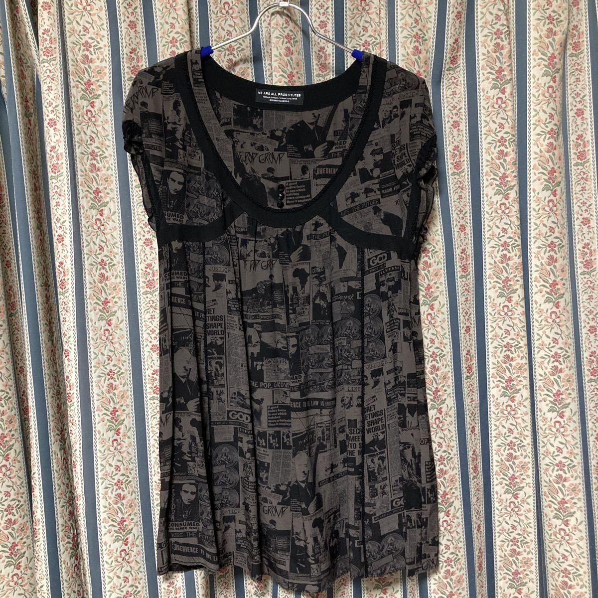 ヒステリックグラマー マーク・スチュワート総柄フレアブラウス ベビードール チュニックワンピース シャツ コラボ拍卖