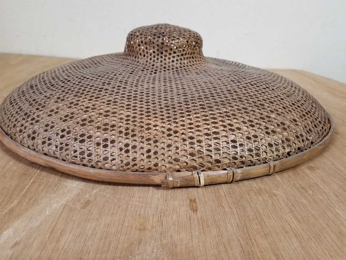 昭和 麦わら帽子 ストローハット 竹 古道具 拍卖