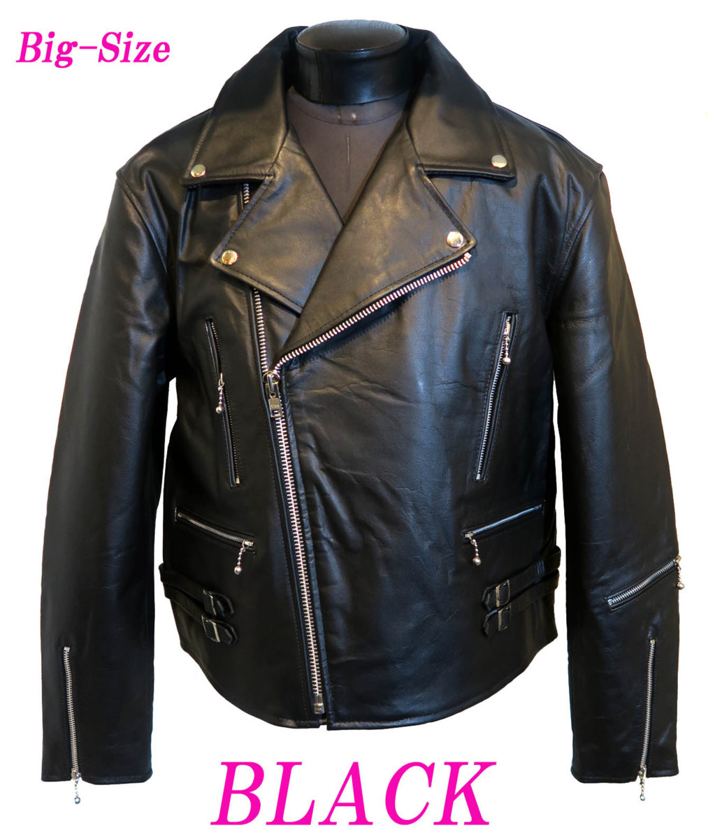 4Lサイズ ビッグサイズ UKライダース 本革ジャケット 3547 ブラック 黒 BLACK メンズ 革ジャン 大きなサイズ バッファローレザー ロンジャ拍卖