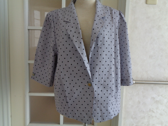 b155-60 昭和レトロ サマージャケット 藤色 黒ドット Mサイズ ポリ100% 80年代 ヴィンテージ 未使用 長期保管品拍卖
