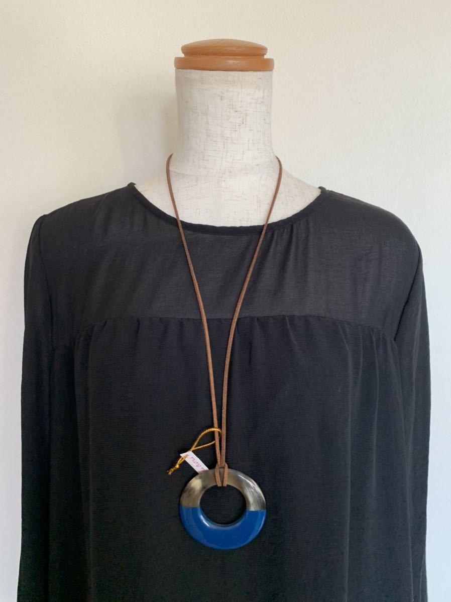 ☆ウララ☆水牛の角☆ネックレス青色☆No.46拍卖