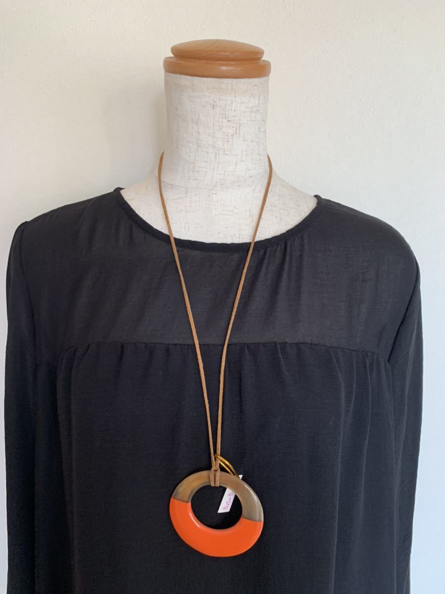 ☆ウララ☆水牛の角☆ネックレスオレンジ色☆No.58拍卖