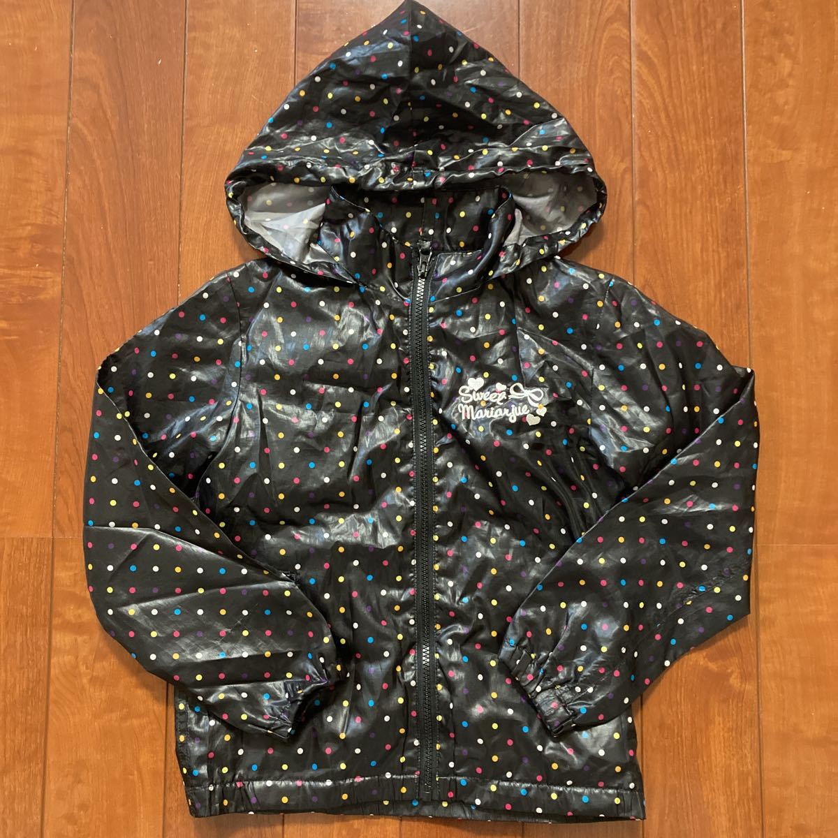 ウィンドブレーカー・パーカー・軽量・薄手・防寒着・ブラック×ドット・130拍卖