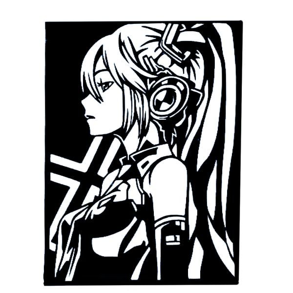 シール 初音ミク ウォールステッカー ボーカロイド D 四角黒彫 デカール バイク 楽器 パソコン ウォールステッカー拍卖