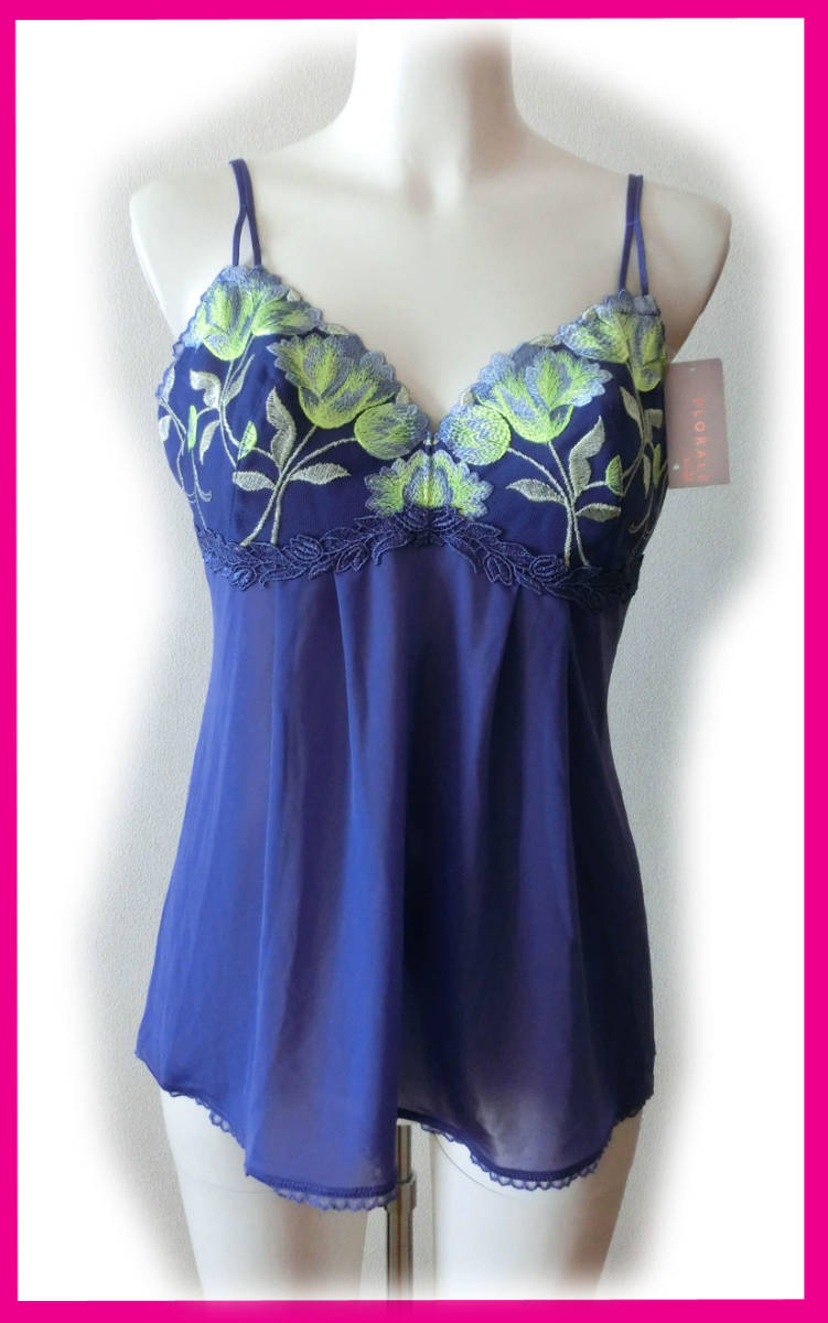 58 トリンプ フロラーレ FLORALE FL601 CAMI キャミソール 80㎝ 青系? 高級キャミ インナー レース シック 可愛い 花柄拍卖