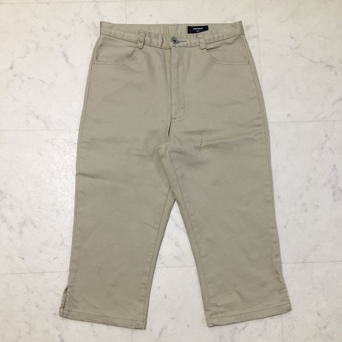 ■ 美品 UNIQLO ユニクロ レディース 綿パン ボトムス パンツ ハーフパンツ 63cm ウエスト63cm ベージュ スリットあり 36 Sサイズ拍卖