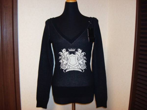 ■ 新品タグ付き 未使用 moussy マウジー Vネック ジャガード編み ブラック 黒 綿100% コットン ニット セーター 長袖 トップス Sサイズ拍卖
