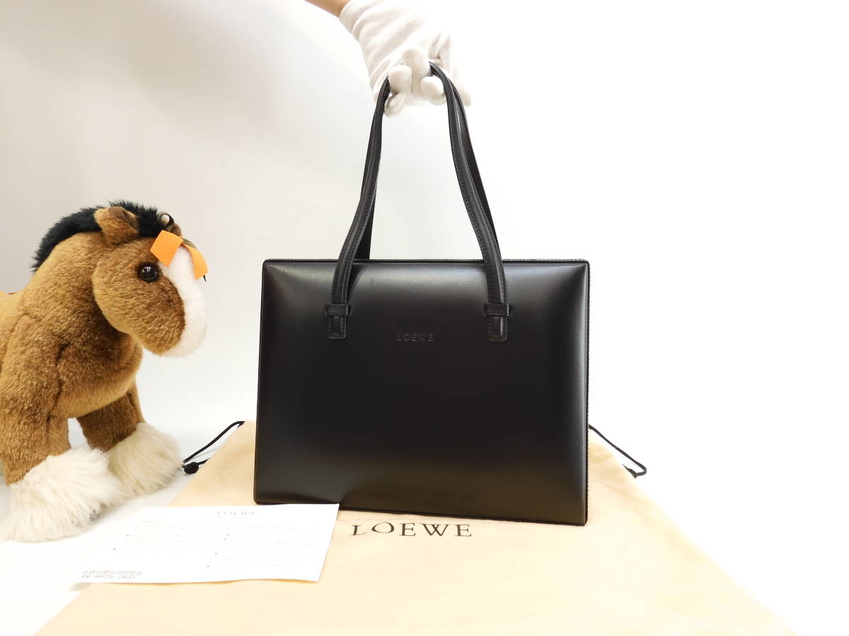 ロエベ ハンドバッグ ボスタル レザー黒 トートバッグ 美品@ 1拍卖