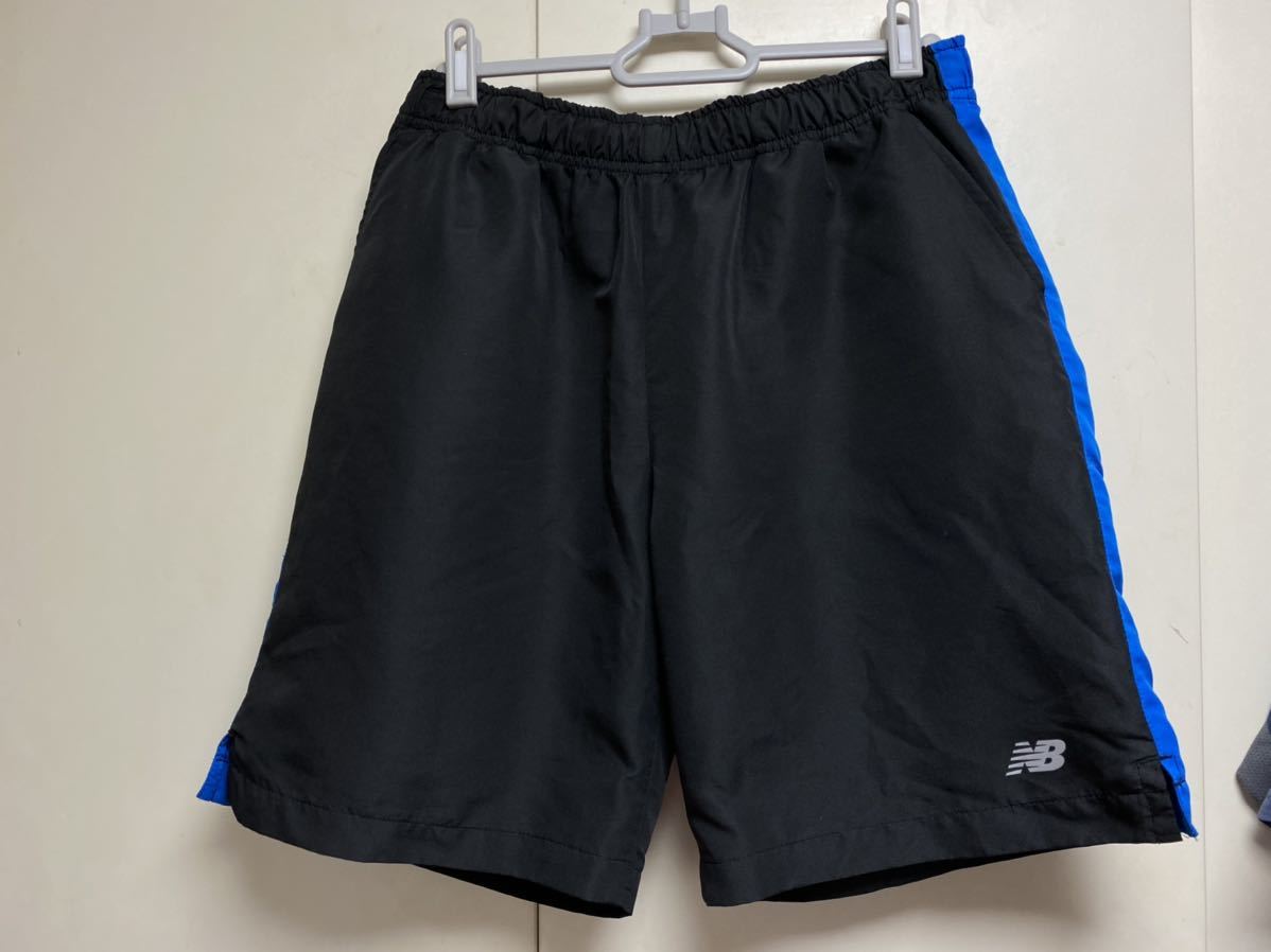 送料格安スピード発送!美品★NBニューバランスランニングショートパンツインナーなし黒青★Lサイズ登山トレランマラソン拍卖