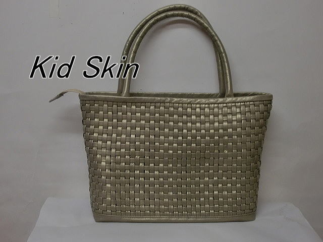 送料無料 限定価格一点品 499-4キッド革ニッティングのトートバッグ拍卖