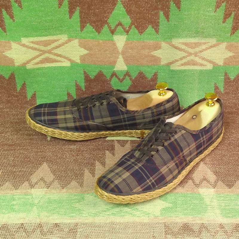 デッドストック 【US Keds】 50s60s Plaid Canvas Deck Shoes / 50年代 60年代 ケッズ スニーカー 9h マドラス エスパドリーユ ビンテージ拍卖