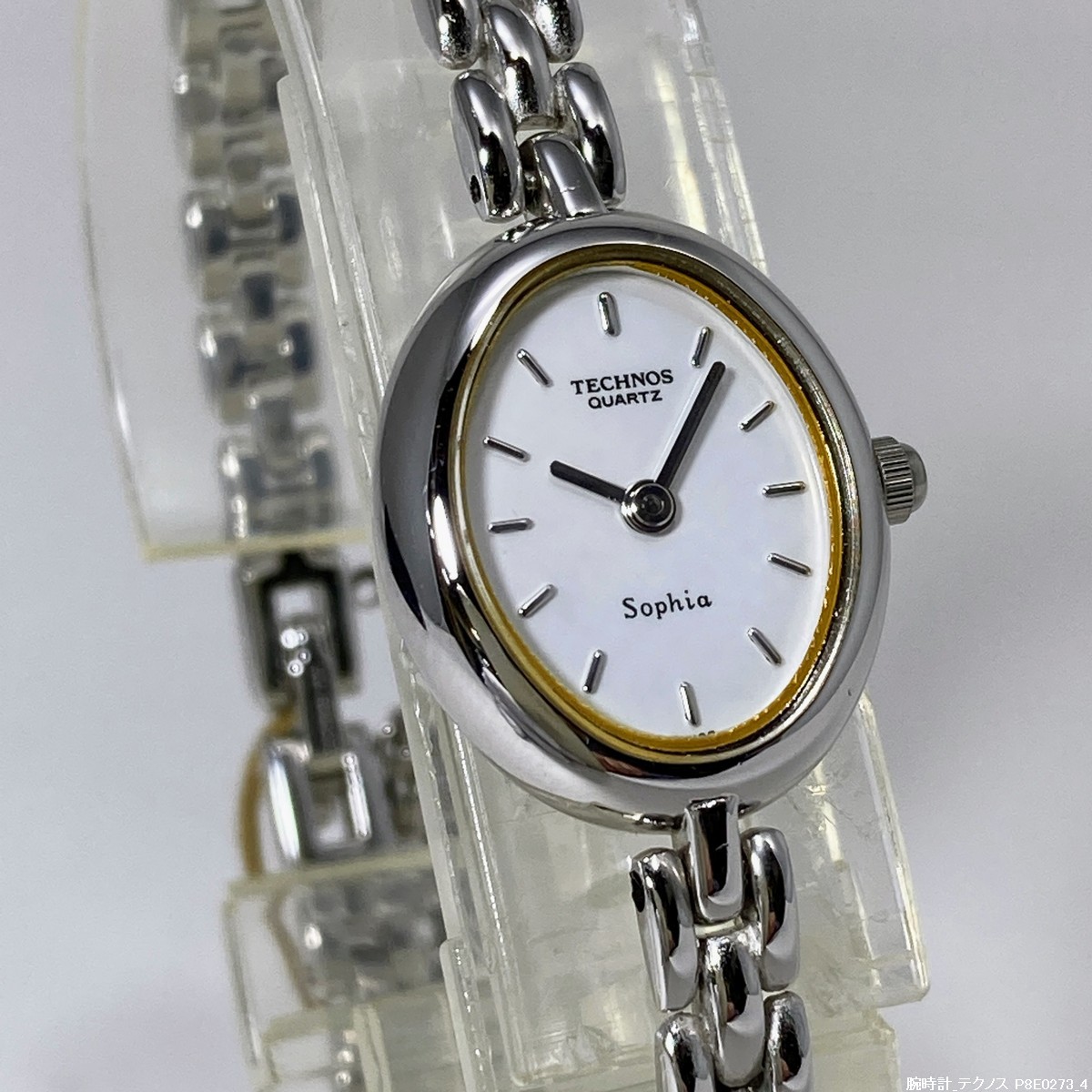 【未使用/即決/送料440円】TECHNOS sofia P8E0273 スイス製 楕円 ブレスレット 箱付き レトロ レディース腕時計 20715-2拍卖