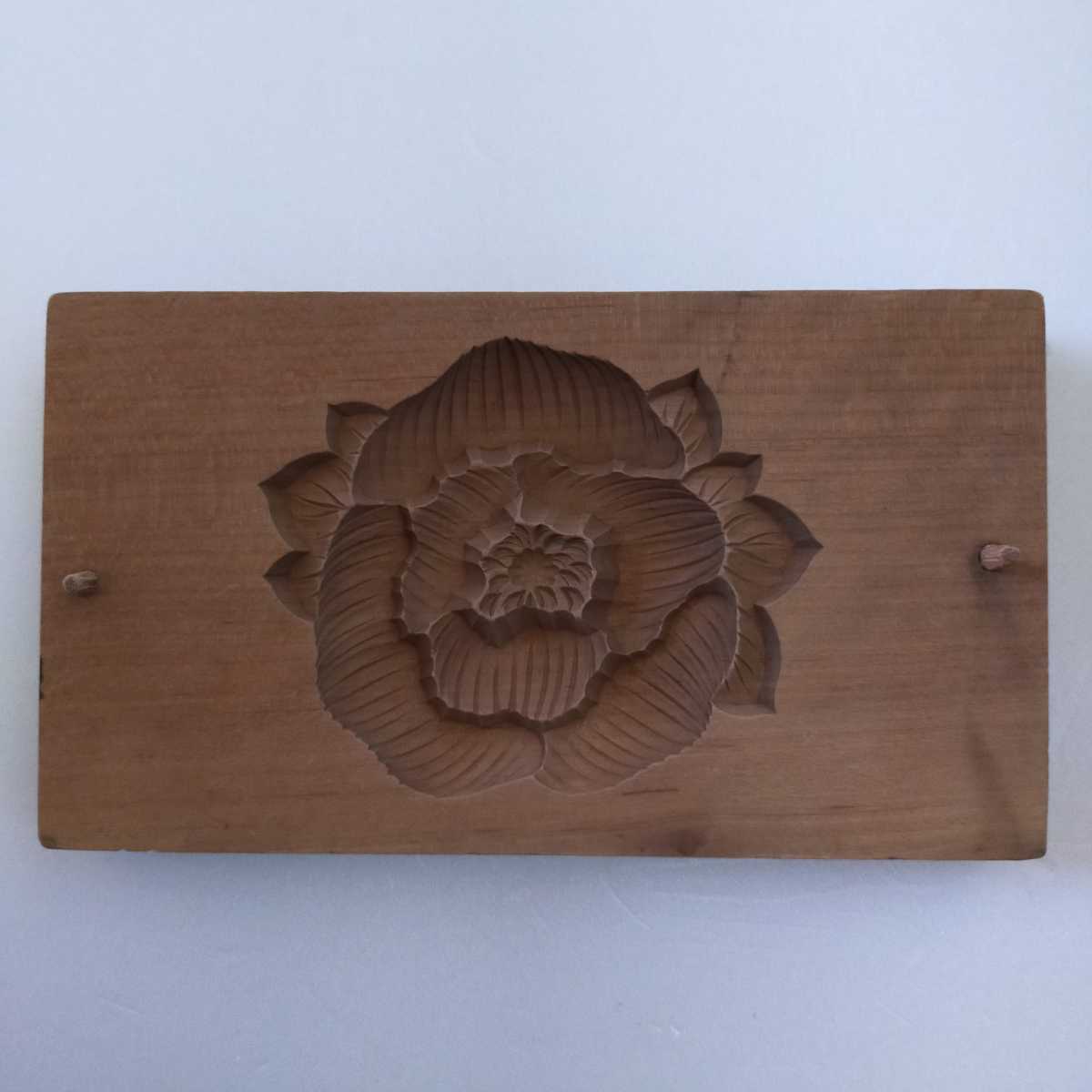 □木型 牡丹 27 【4-314】菓子型 和菓子 落雁 昭和レトロ アンティーク 手彫り拍卖