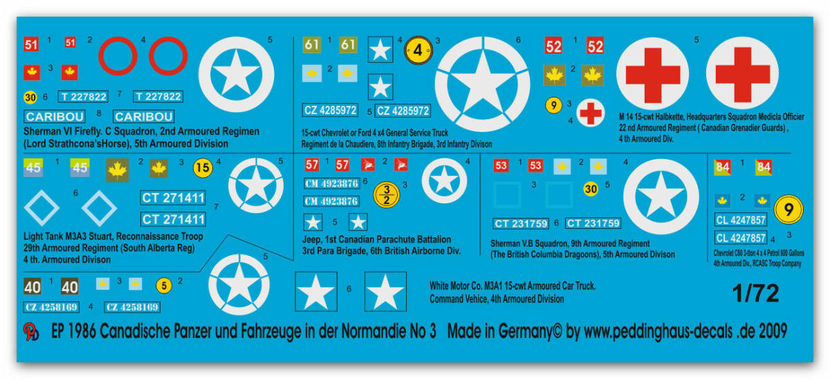 ●デカール1/72 カナダ軍ファイアフライ戦車,シャーマン戦車,M3軽戦車,8輌 ノルマンディ3 ドイツ製72-1986【即決・送料無料!匿名発送】拍卖