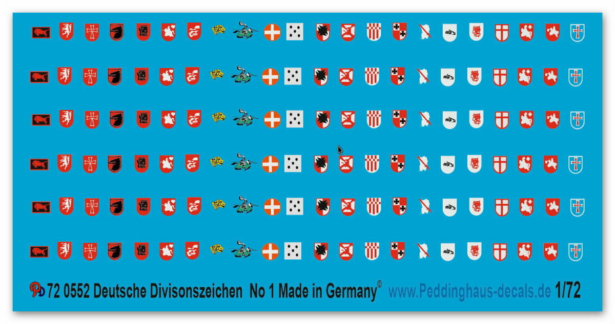●デカール1/72 ドイツ軍 師団マーク№1 ドイツ製72-0552【即決・送料無料!】【匿名発送】拍卖