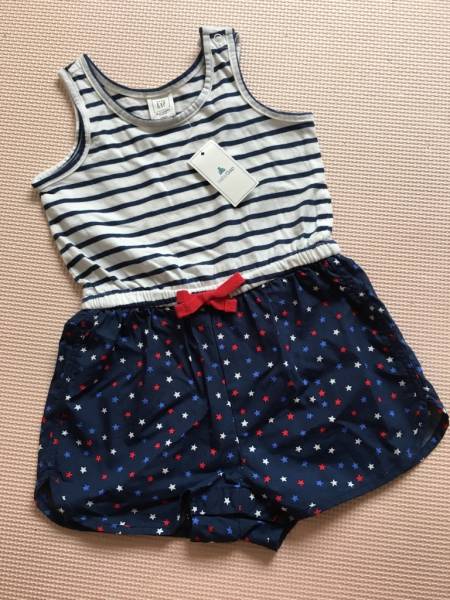 新品 baby GAP タンクトップ&ショートパンツ オールインワン 90㎝ 定価3900円 股ボタン有 つなぎ ショートオール拍卖