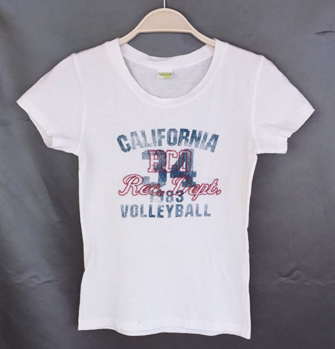 HOLLISTER ホリスター Tシャツ ガールズM レディースXS チビT フィット カットソー 半袖 プリント 刺繍 ホワイト 白 E113拍卖