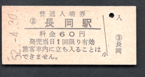 (信越本線)長岡駅60円券拍卖
