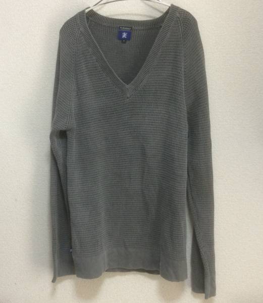 美品 R.NEWBOLD アール・ニューボルド コットンニット ケーブルニット Vネック Mサイズ ワッフルニット拍卖