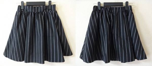 Coquette コケット スカート フレア サイズM ストライプ 黒xグレー 可愛い ymdnrk n0715拍卖
