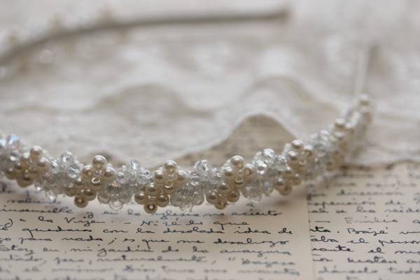 *パールビーズラインストーンカチューシャ拍卖