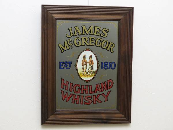 ビンテージパブミラー/ジェームズ マクレガー (James McGregor) スコッチウィスキー/店舗什器/ディスプレイ/インテリア/壁掛け鏡/A-4244-15拍卖