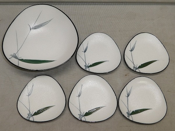 ●三角 大鉢銘々皿セット 煮物鉢 取り皿 小皿 5客 取り皿 和皿●和食器拍卖