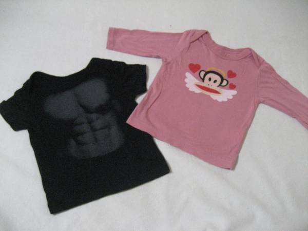 ★中古 スモールポール 2枚組 50 60 70cm 半袖Tシャツ 長袖カットソー 子供服 男の子 男女兼用 黒 ピンク ベビー 新生児 ポールフランク拍卖
