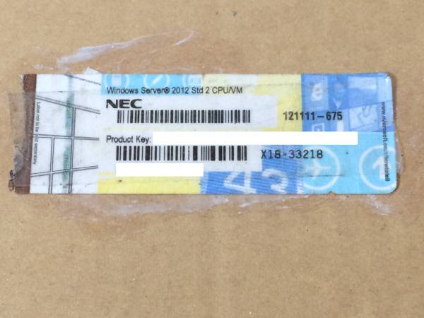 A5454)NEC WINDOWS SERVER 2012 STD 2 CPU/VM正規プロダクトキーシール 1枚拍卖
