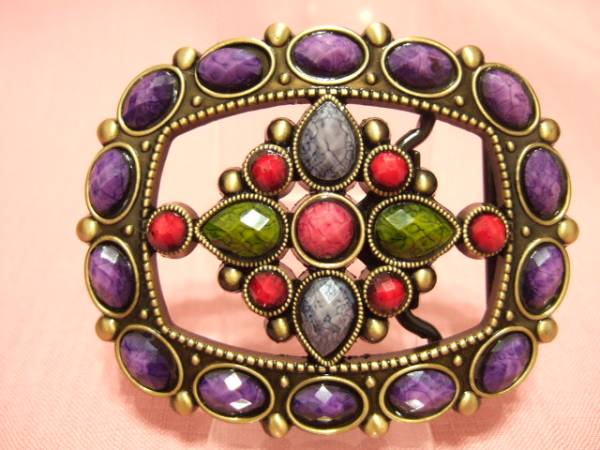 s横浜最新 アメジスト風♪カラフルバックル 中型44 送料220円ξBckξξs拍卖