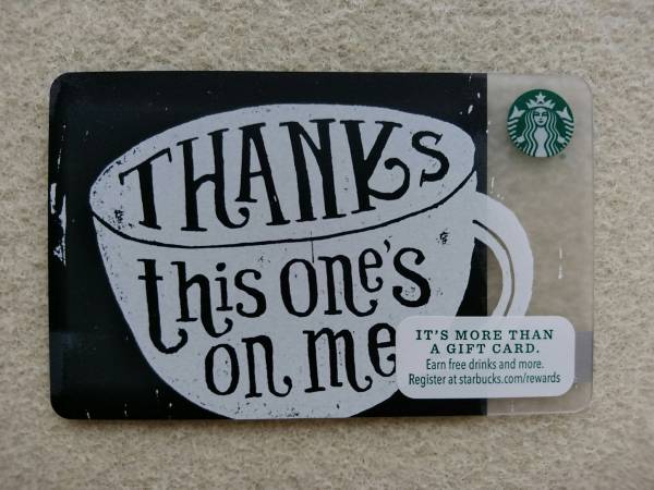 ☆ スターバックス 海外発行 スタバカード スターバックスカード THANKS this one's on me2015 PIN未削拍卖